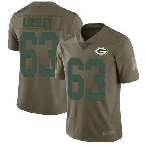Green Bay Packers Limited Olive Men #63 Linsley Corey Jersey Nike NFL 2017 Salute to Service->nfl t-shirts->Sports Accessory